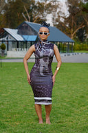 NTU Nomvula Sheath Dress (Grey Scale)
