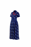 NTU Ladies Mono Pleated Dress (Navy Knit)