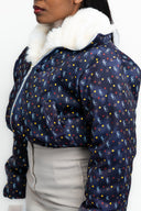 NTU Cropped Mono Bomber (Navy Fur Edition)