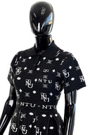 NTU Ladies Mono Pleated Dress (Black Knit)