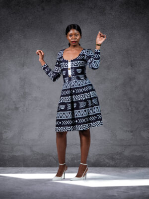 NTU Print Pleated Dress (Black)