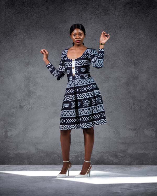 NTU Print Pleated Dress (Black)