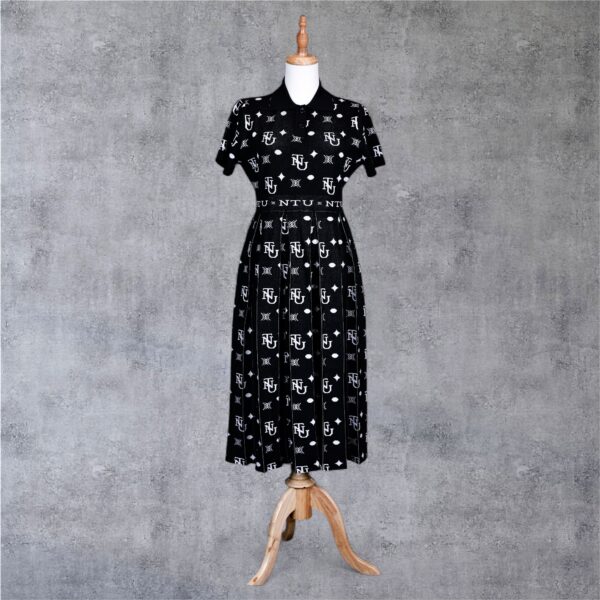 NTU Ladies Mono Pleated Dress (Black Knit)