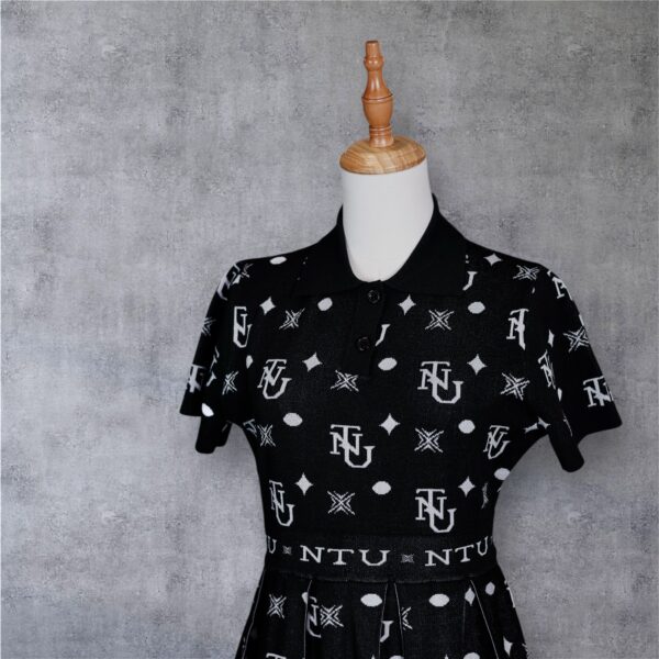 NTU Ladies Mono Pleated Dress (Black Knit) - Image 2