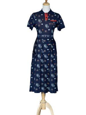 NTU Ladies Mono Pleated Dress (Navy Knit)