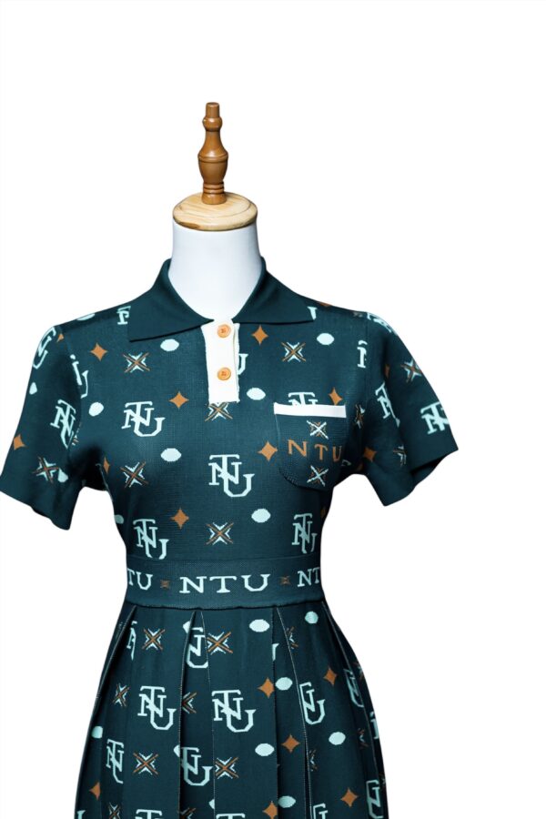 NTU Ladies Mono Pleated Dress (Green Knit) - Image 2